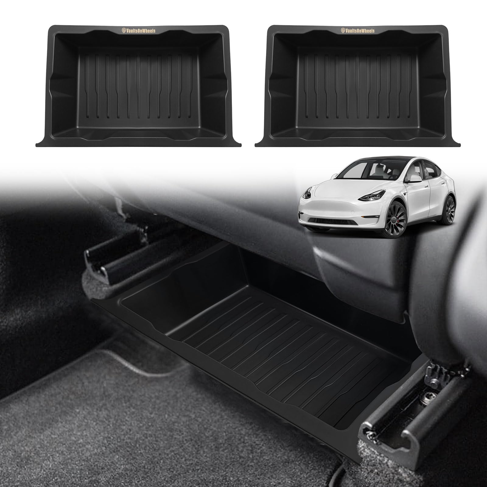 VaultsOnWheels front seat underseat view showing hidden storage and cleaner cabin