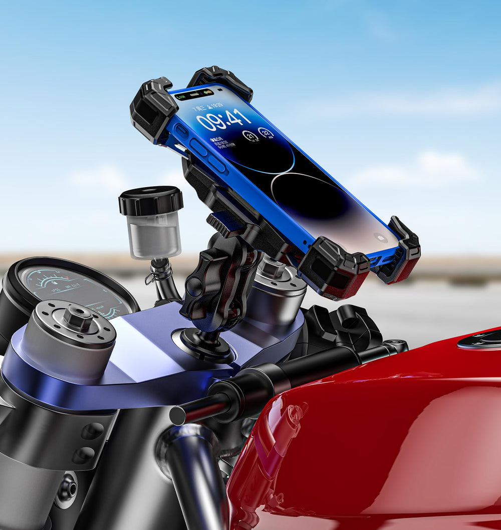 VAZESWIN lifestyle shot mounted on motorcycle during ride for navigation benefit