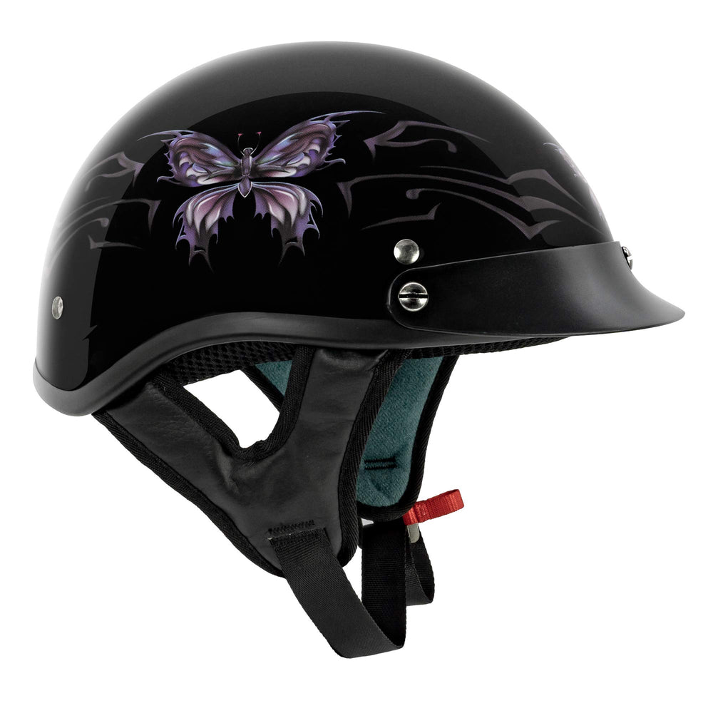 VCAN helmet side with intricate butterfly detail adding subtle style