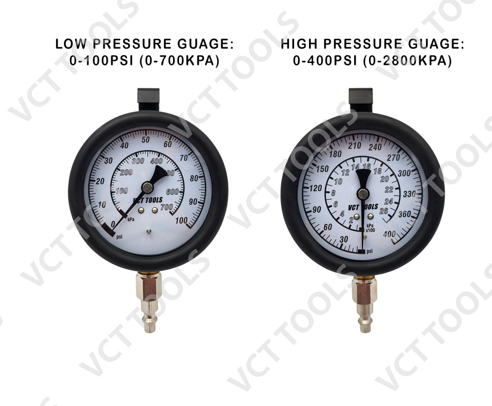 VCT in-use engine bay connection showing secure gauge hookup for reliable engine and transmission pressure checks