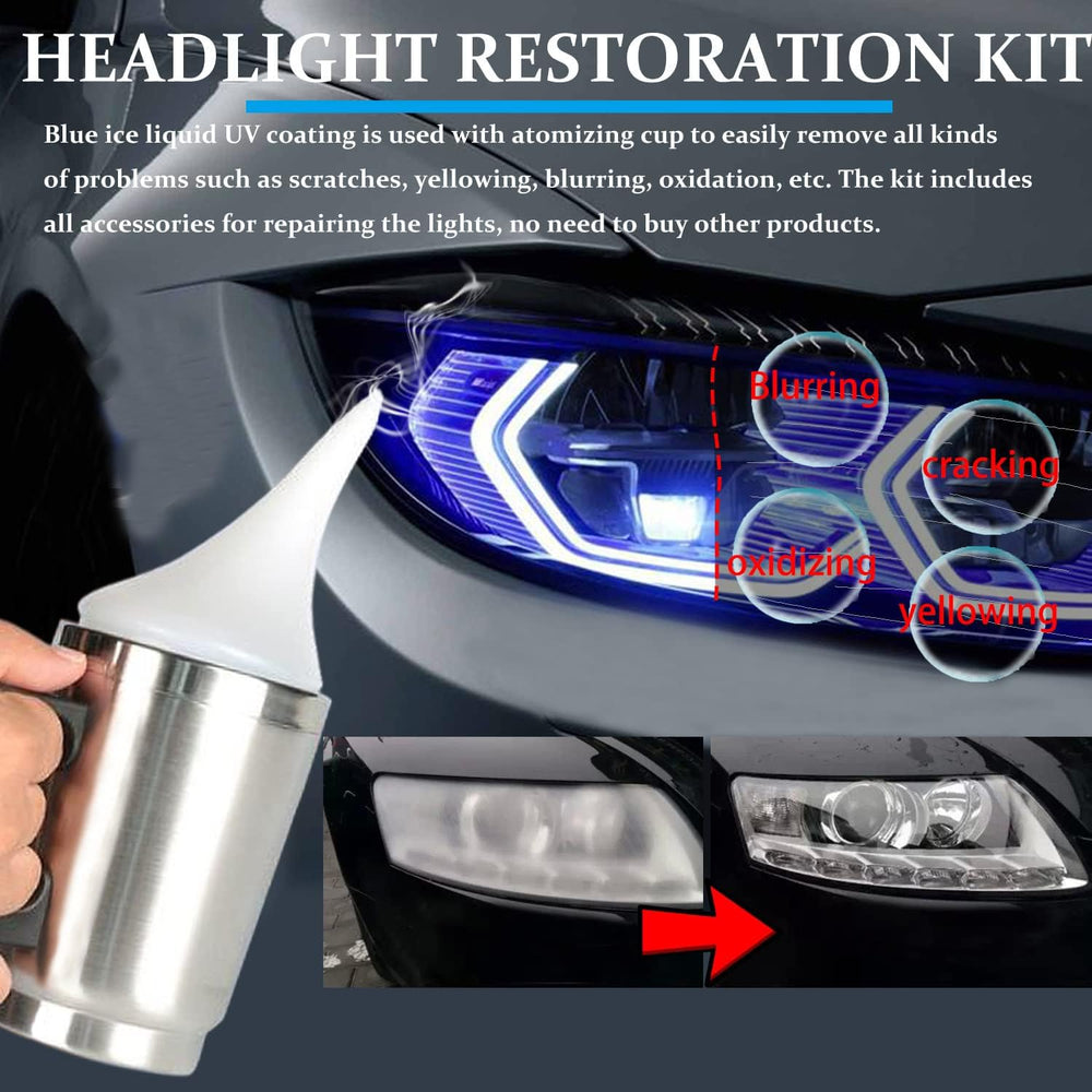VCTSELITY tool in action on a headlight showing faster restoration and improved clarity