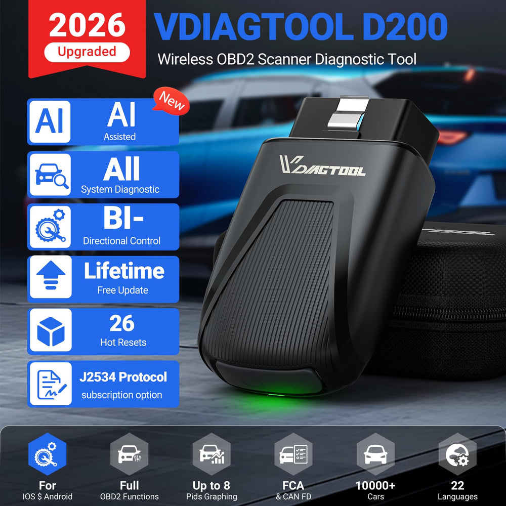 VDIAGTOOL app live-data screen connected to D200 displaying real-time graphs