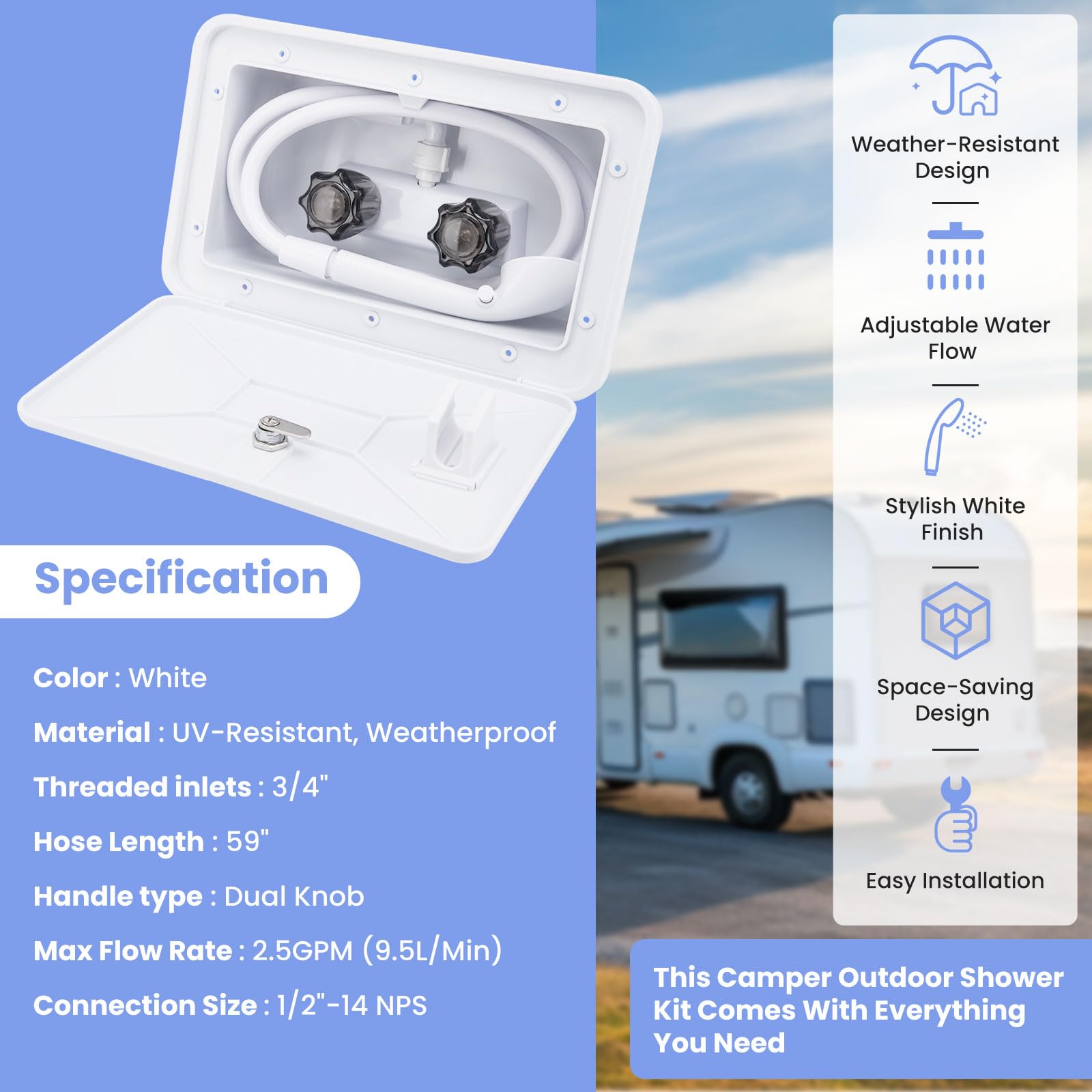 VECKYJL installed on RV side illustrating low-profile fit and clean look
