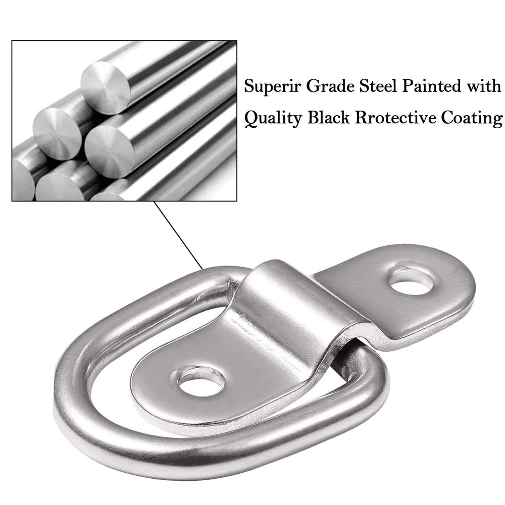 VEEBELL D-ring beside a ruler showing dimensions, accurate sizing for installation