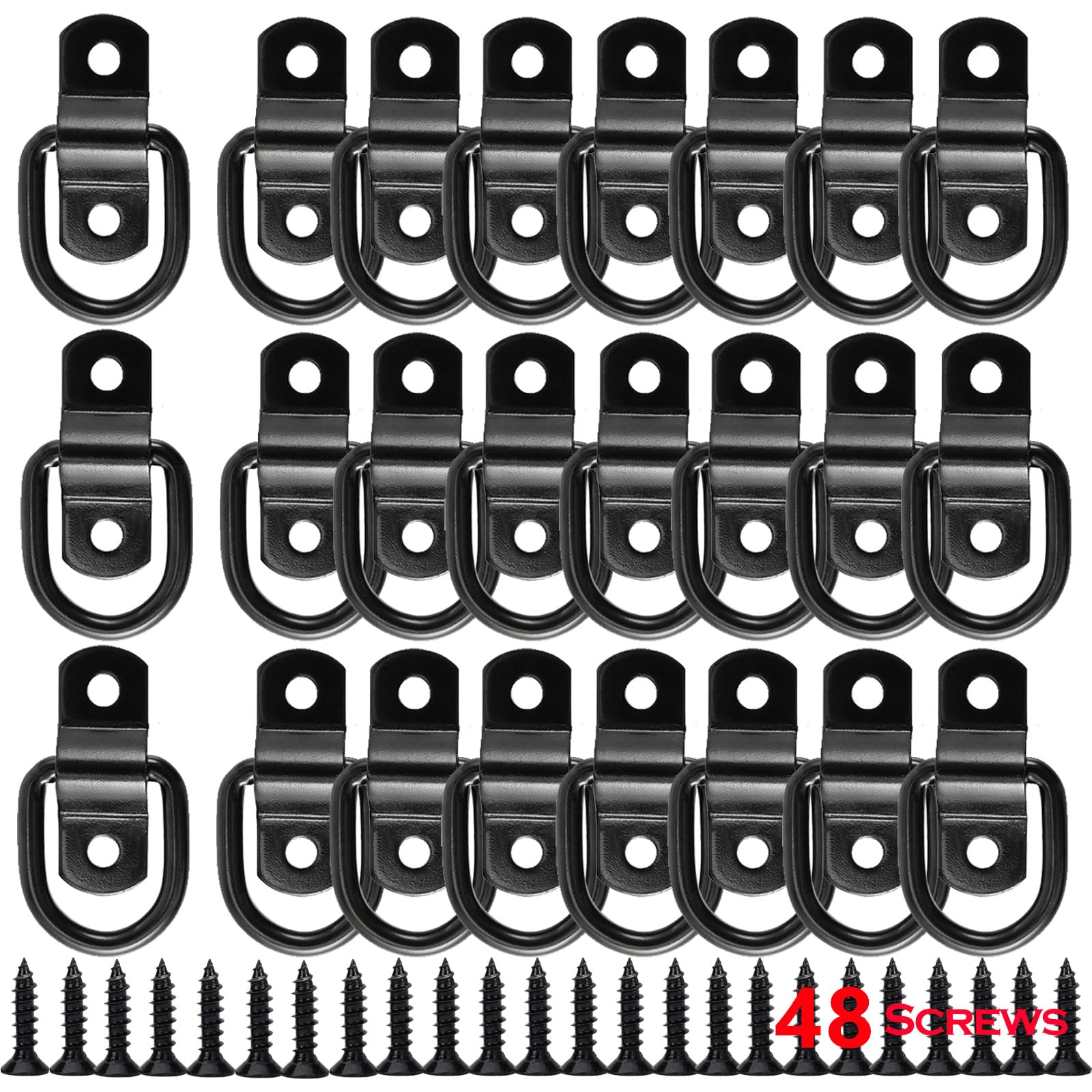 VEEBELL front view of 24-pack D rings showing full kit and benefit sturdy anchors
