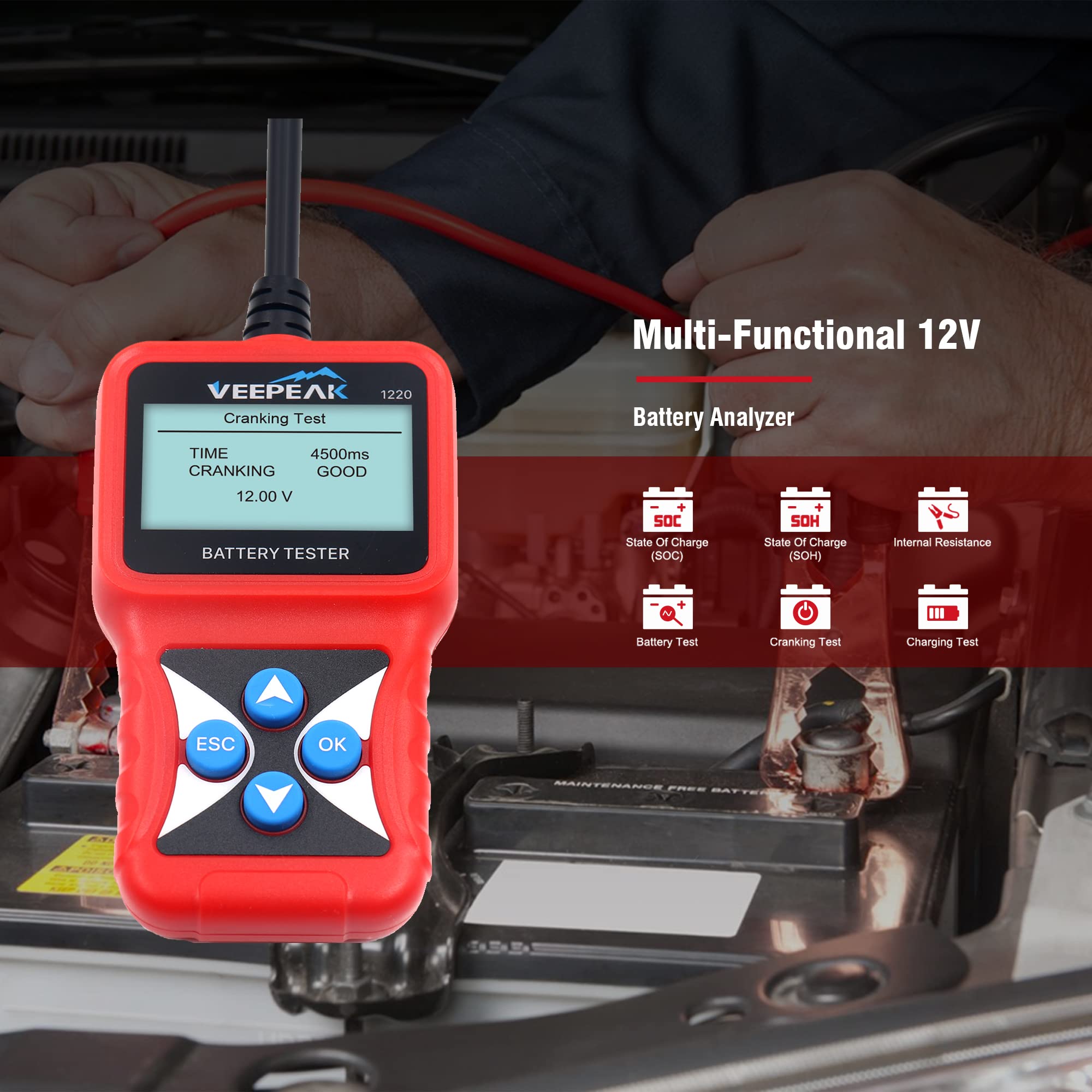 Veepeak heavy-duty clamps and cable detail for secure, accurate connections