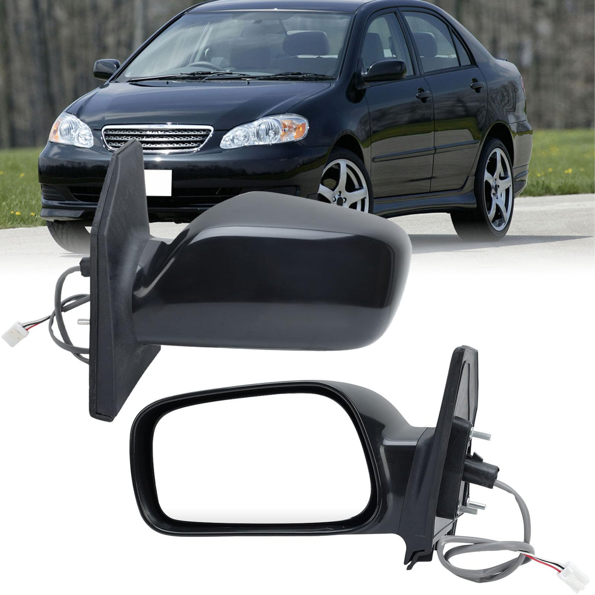 vefix left driver-side mirror front view showing fit and alignment benefit