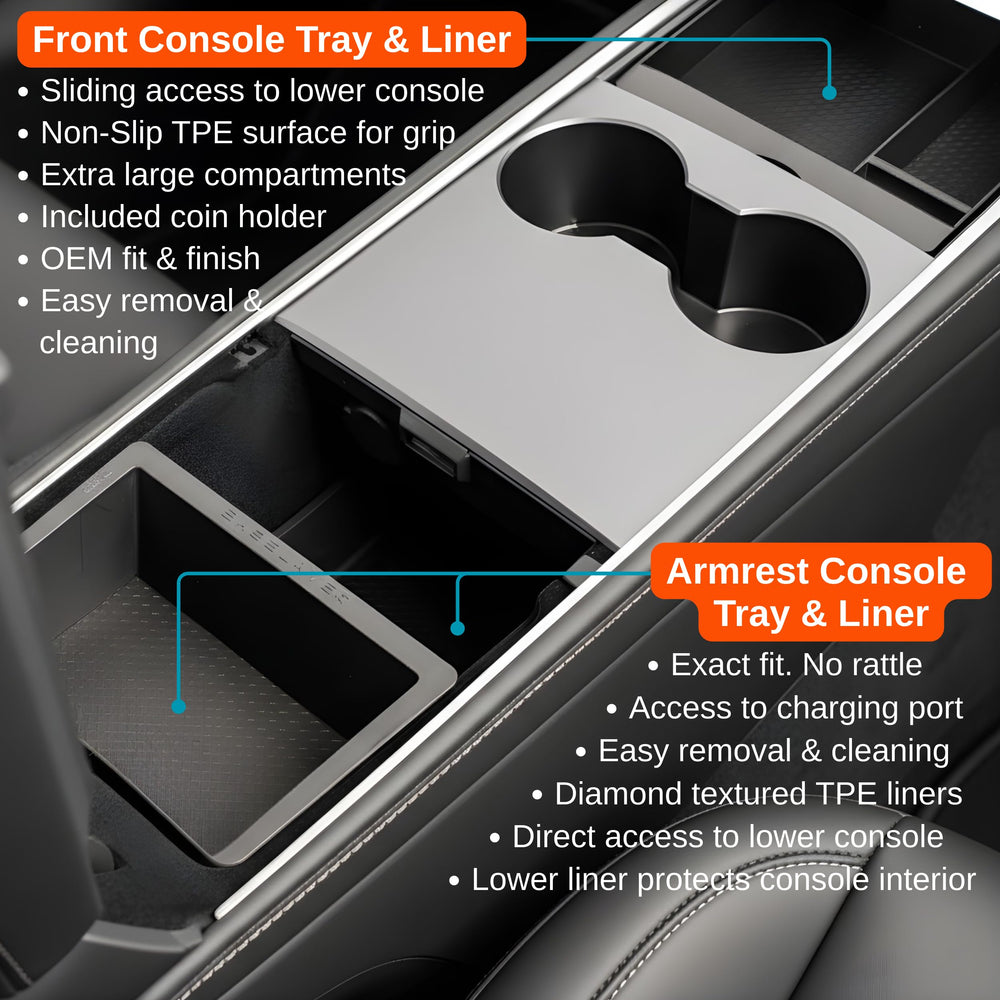 Vehicle OCD installed center console overhead view offering organized storage visibility