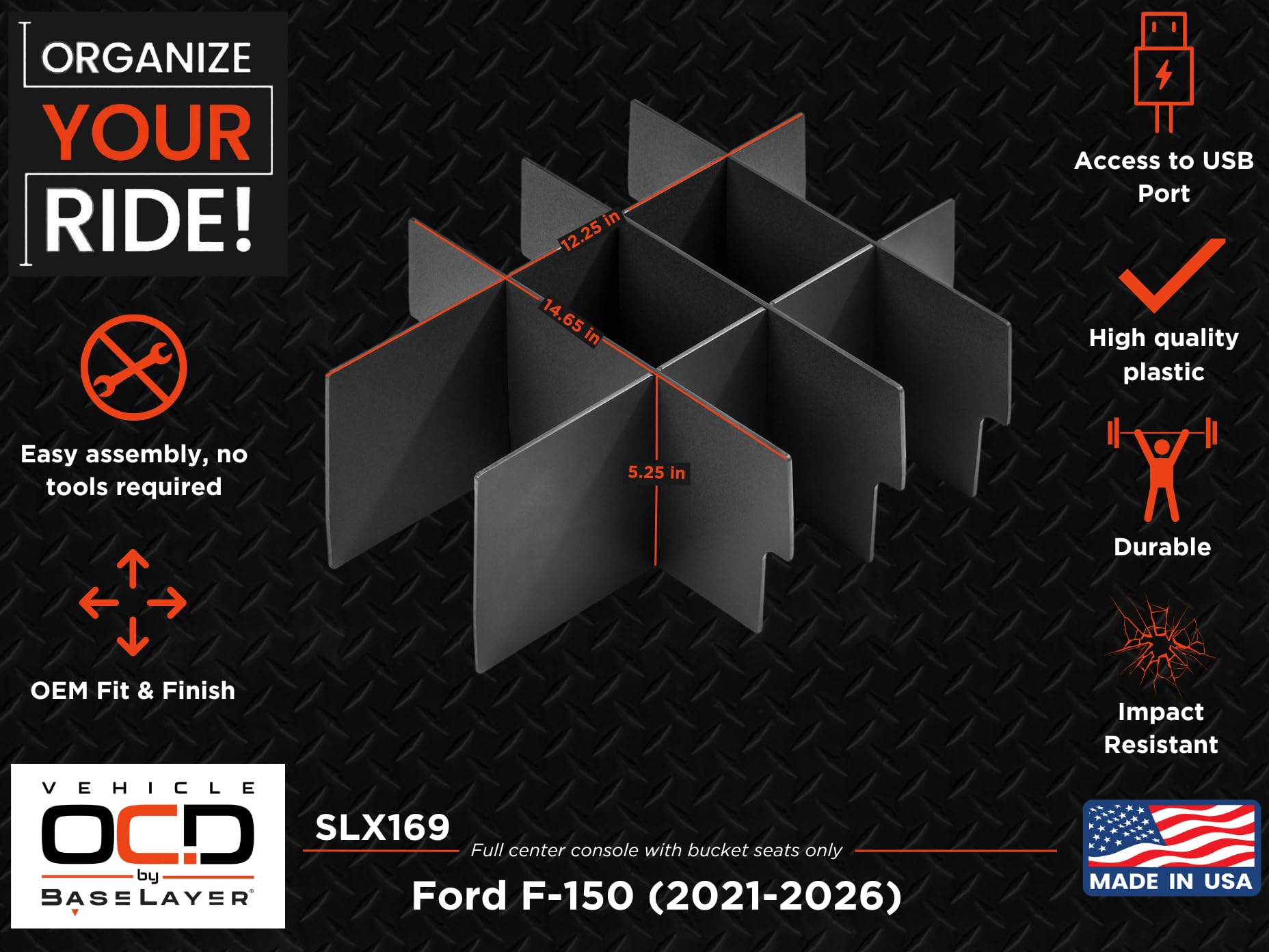 Vehicle OCD label view showing SLX169 part number and fitment clarity for buyers