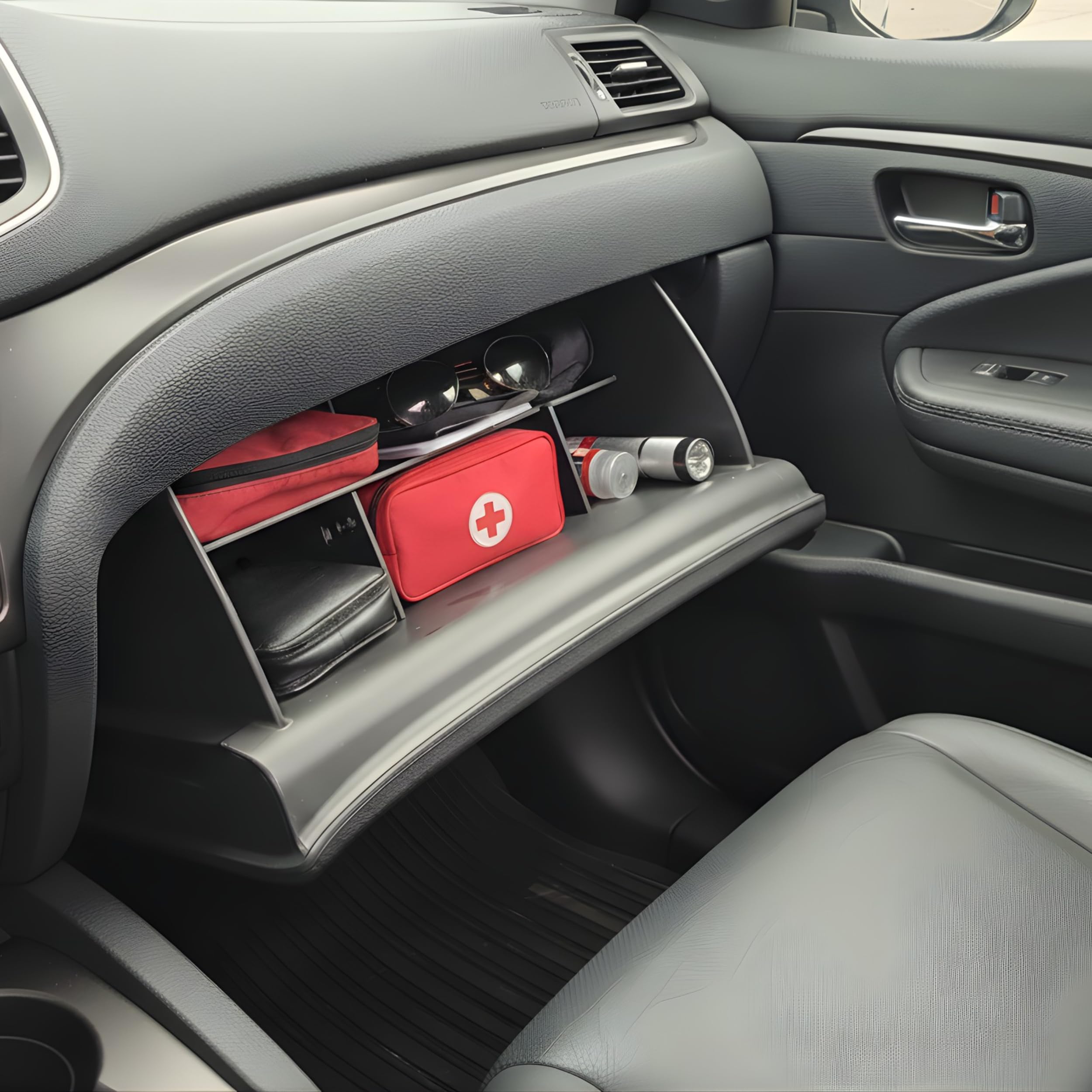 Vehicle OCD holding sunglasses and small accessories to prevent shifting benefit