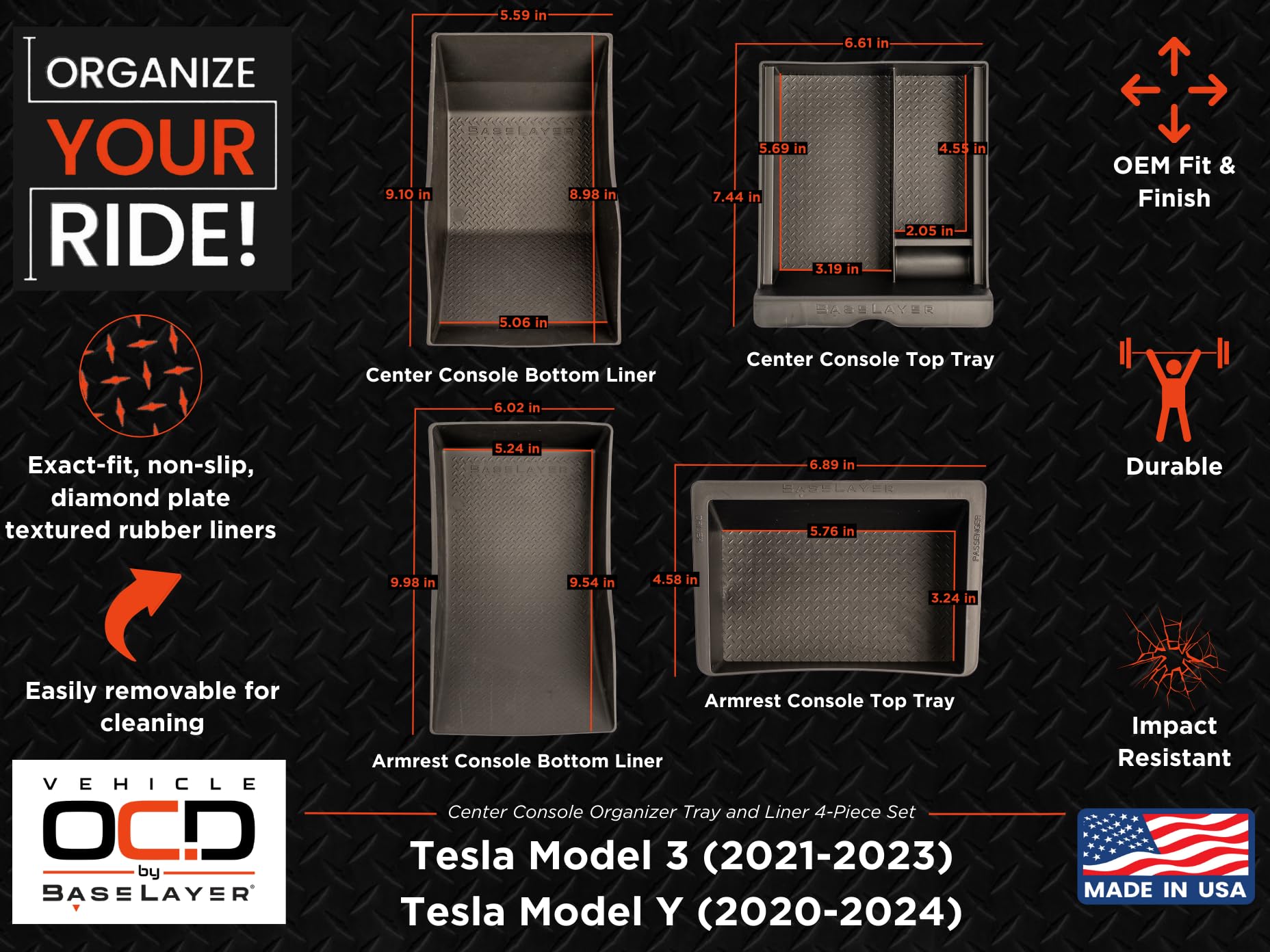 Vehicle OCD packaging with made in usa label emphasizing domestic quality and reliability