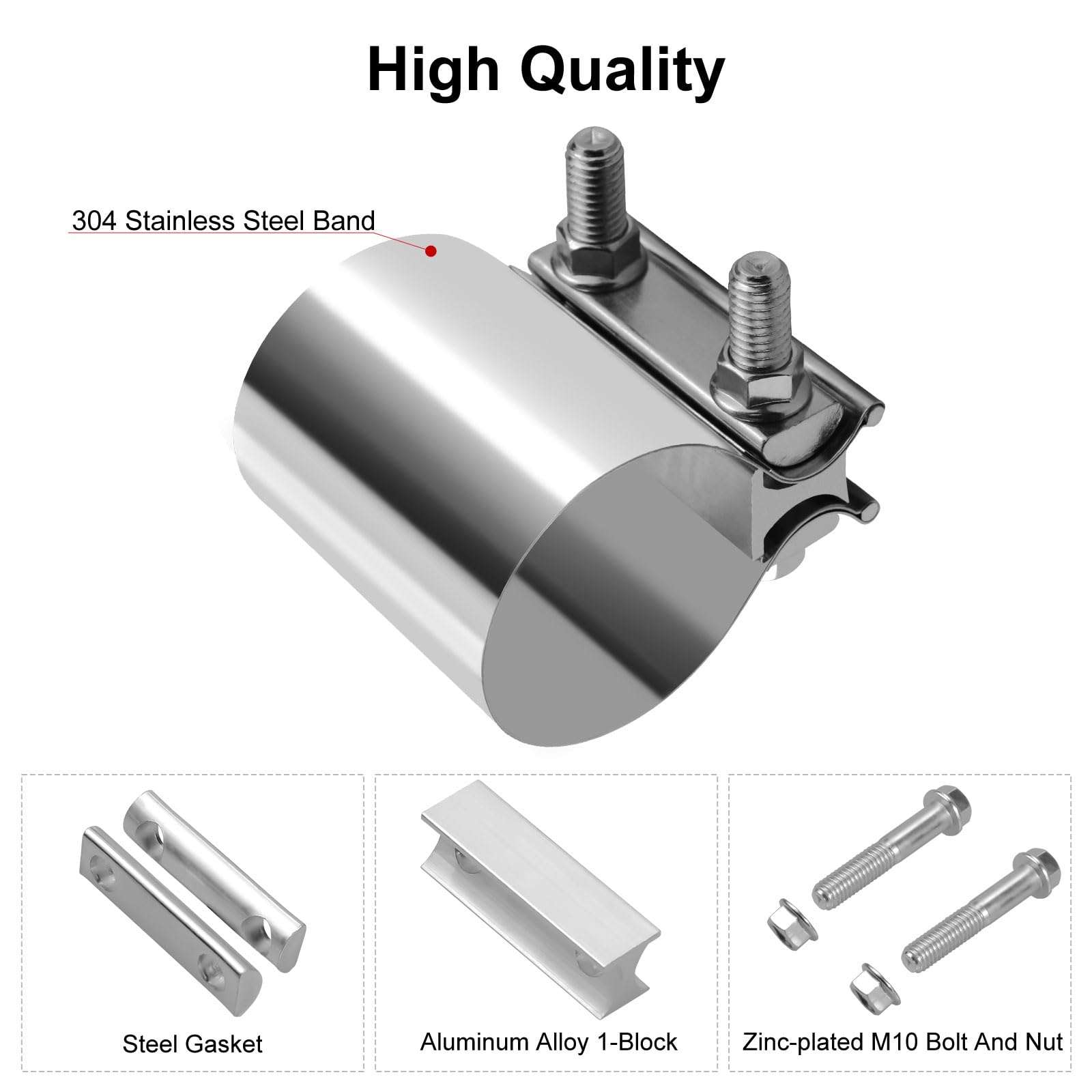 VehiMata clamp fastener detail showing zinc-plated M10 bolt and nut for anti-corrosion strength