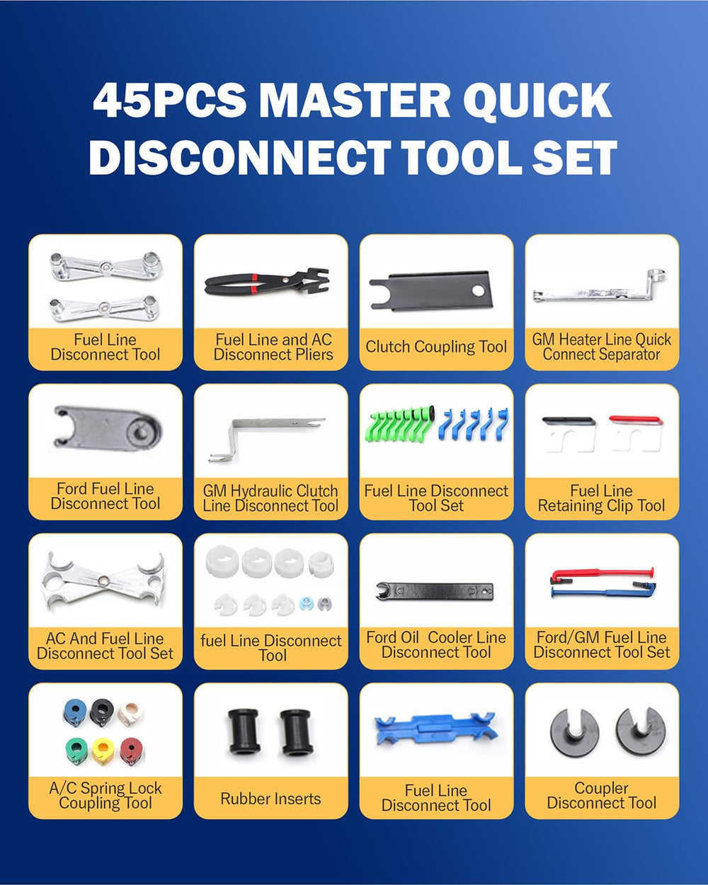 VEHIRETL close-up of assorted disconnect tools showing durable construction benefit