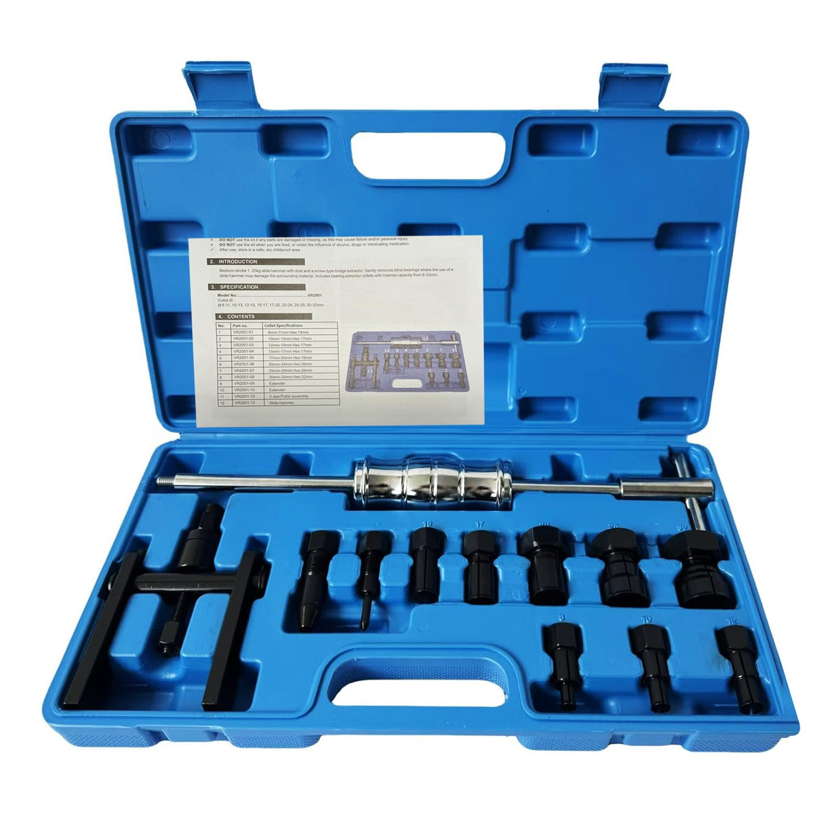 VEHIRETL front kit layout showing all 12 pieces for organized work