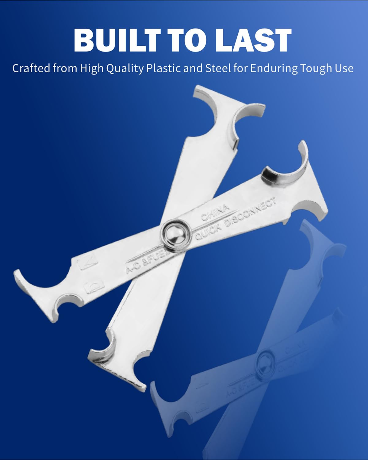VEHIRETL fuel line disconnect tool in use separating fittings without marring benefit