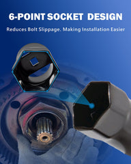 VEHIRETL socket mounted on Ford axle nut demonstrating correct in-use fit and efficient removal
