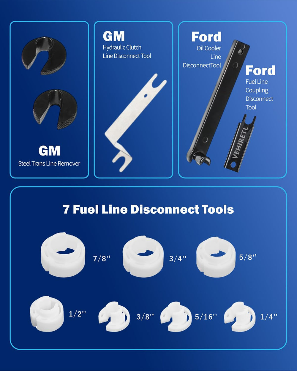 VEHIRETL tools next to ruler showing scale for correct size selection benefit