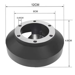 Vehjunc hub adapter next to ruler showing size for easy fitment benefit