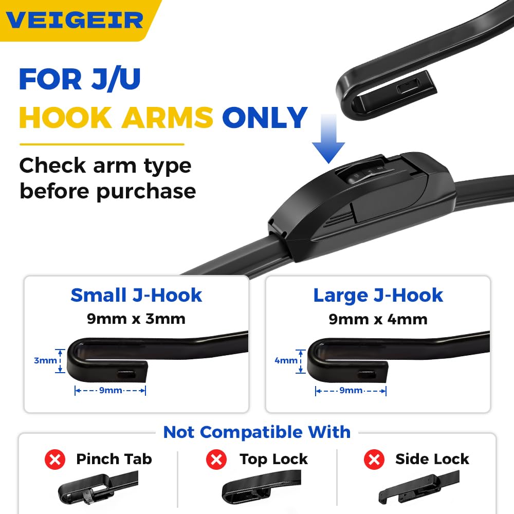 VEIGEIR blade J/U-hook connector mounted on arm demonstrating quick tool-free installation