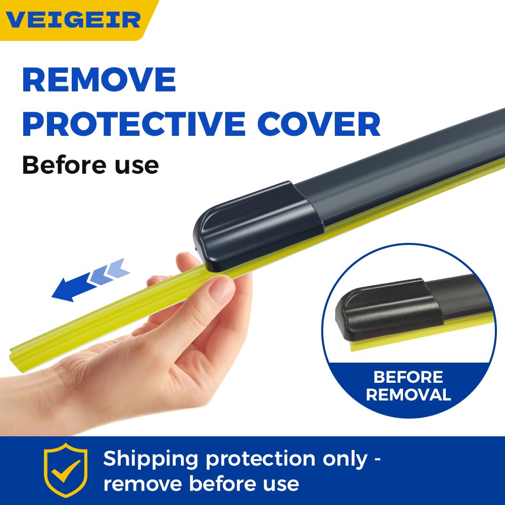 VEIGEIR natural rubber edge profile emphasizing streak-free wiping benefit