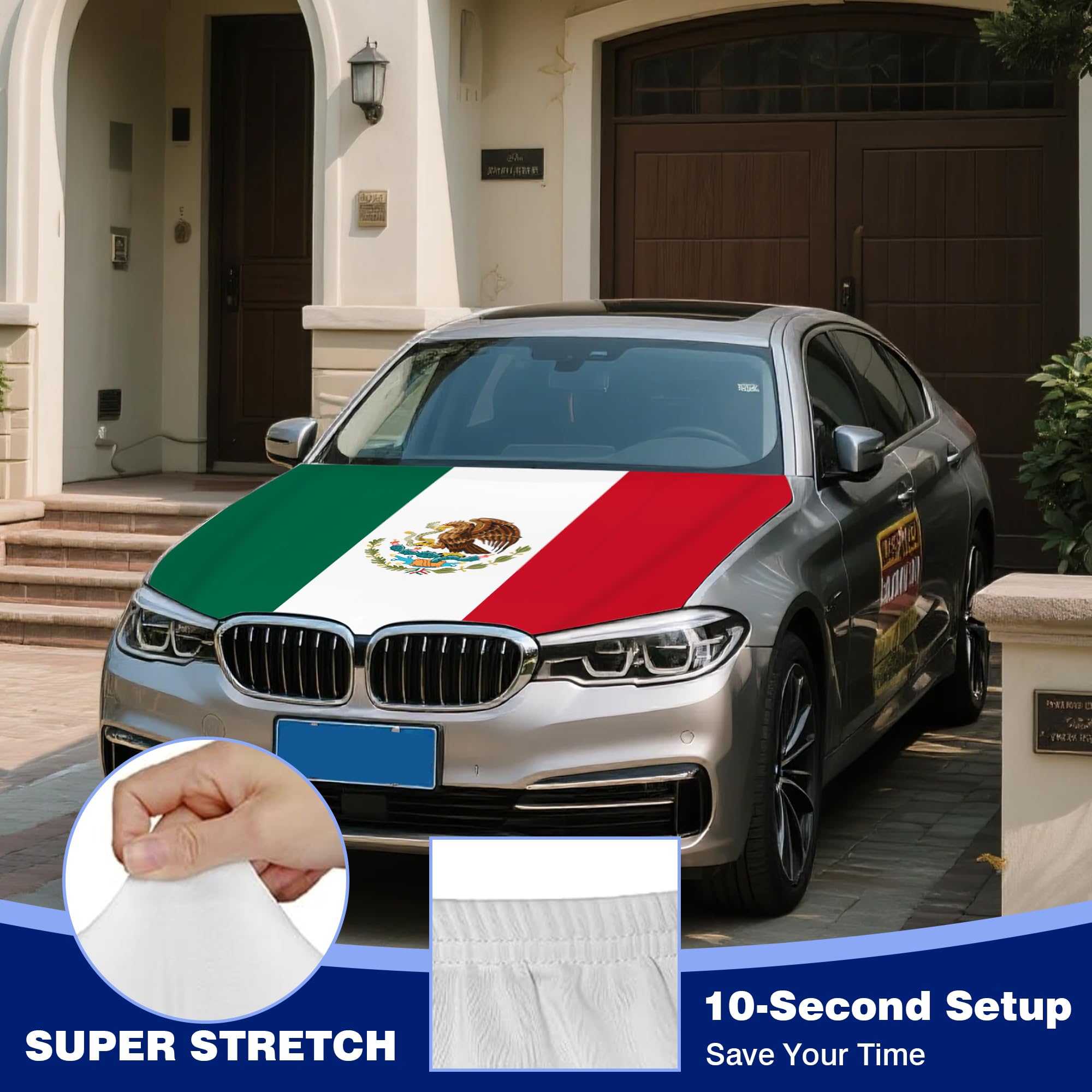 veixsoft Mexico hood cover close-up of stretch fabric texture highlighting secure fit and durable weave
