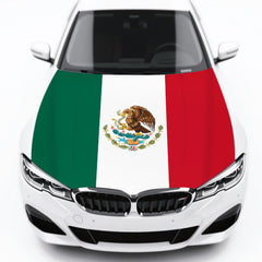 veixsoft Mexico hood cover front view showing full flag design and bold colors for eye-catching patriotism