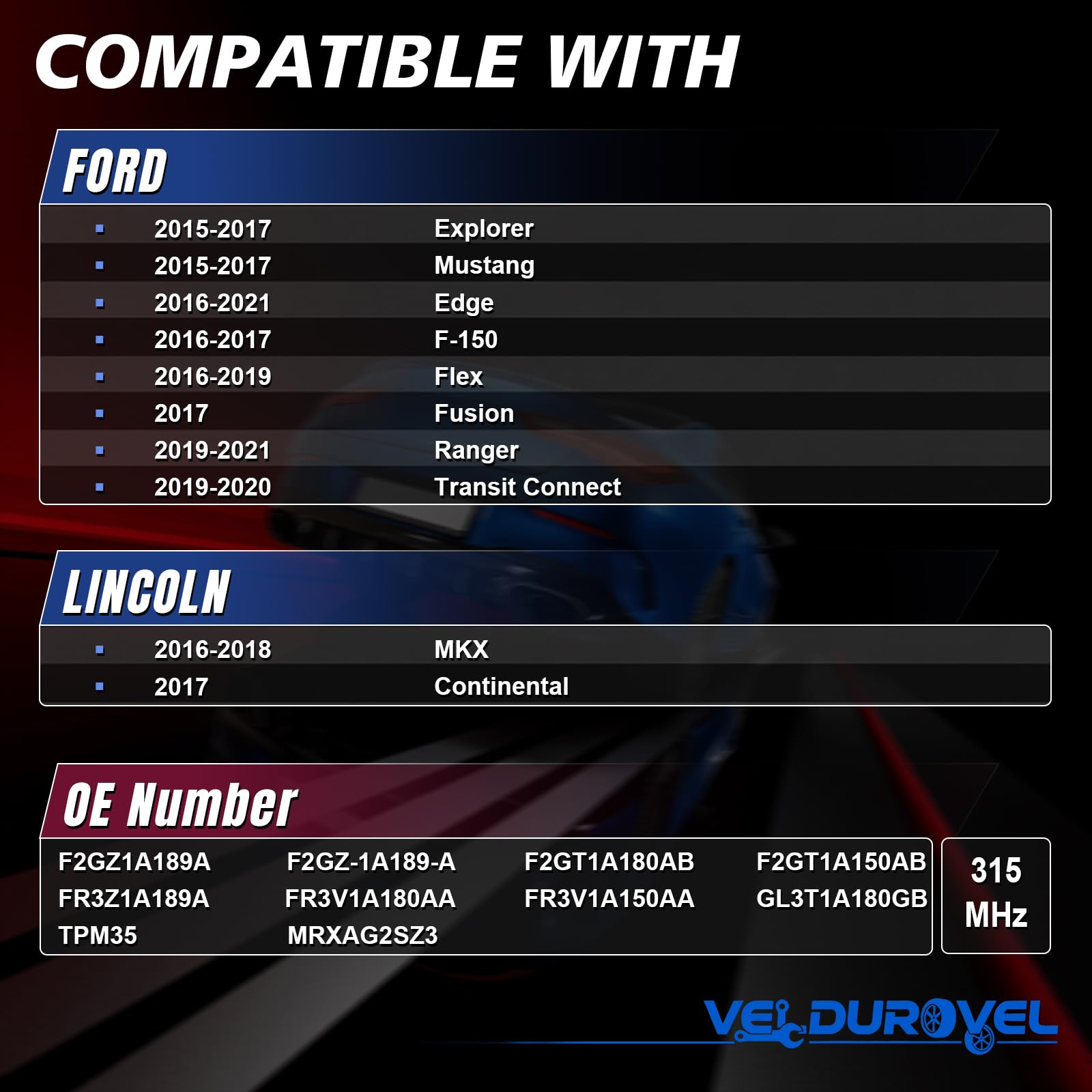 VELDUROVEL sensor label with OE numbers for quick compatibility checks