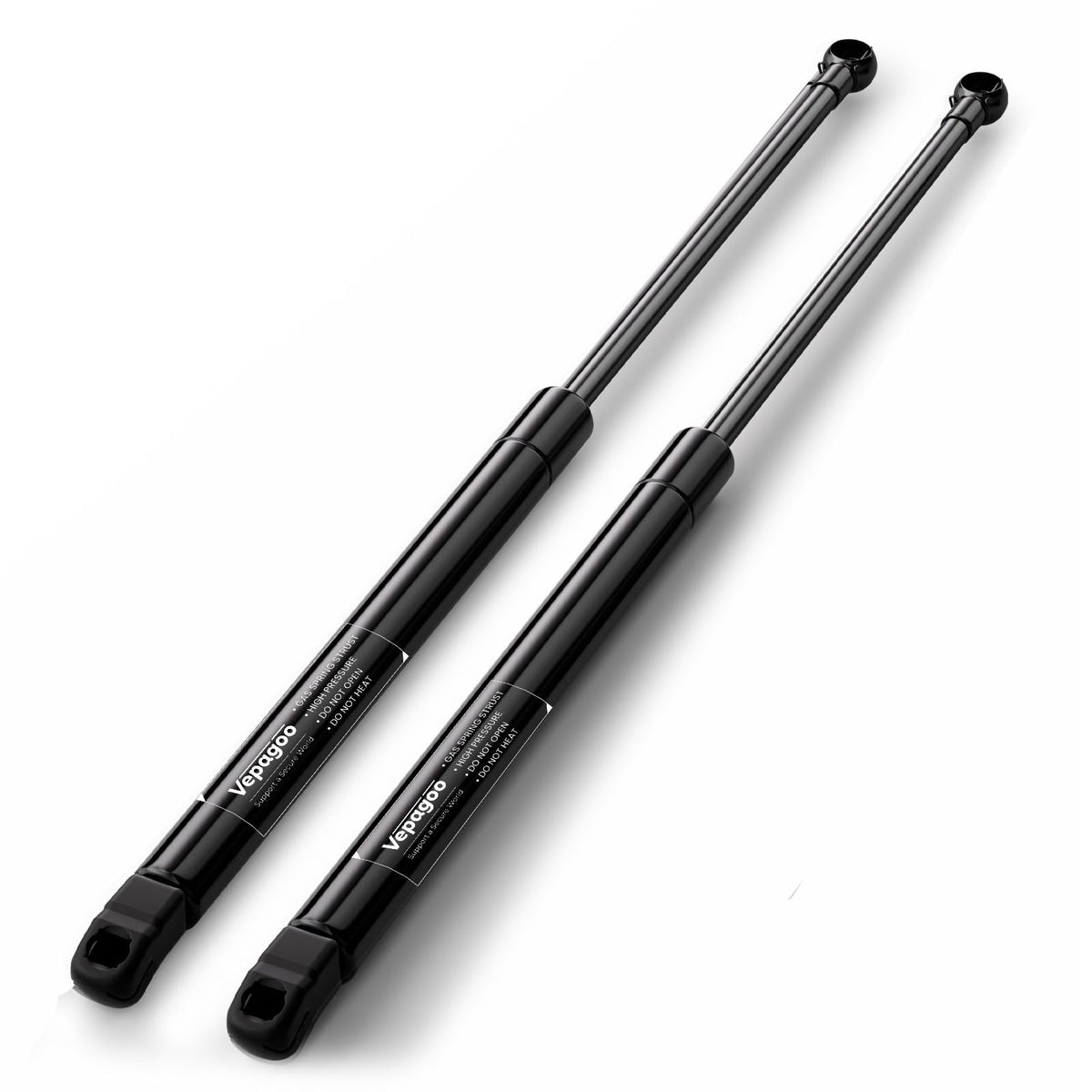 Vepagoo front-view liftgate struts showing pair and packaging, assures direct fit