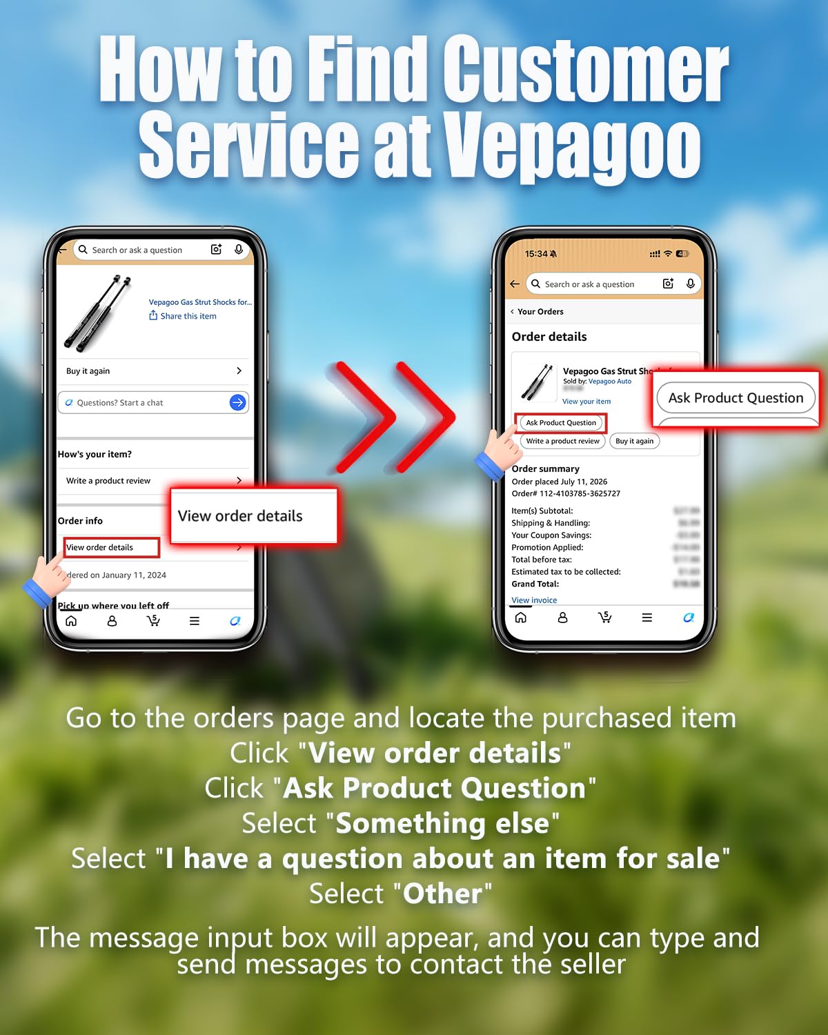 Vepagoo side-by-side length comparison showing OEM-matching 15.7-inch fit benefit