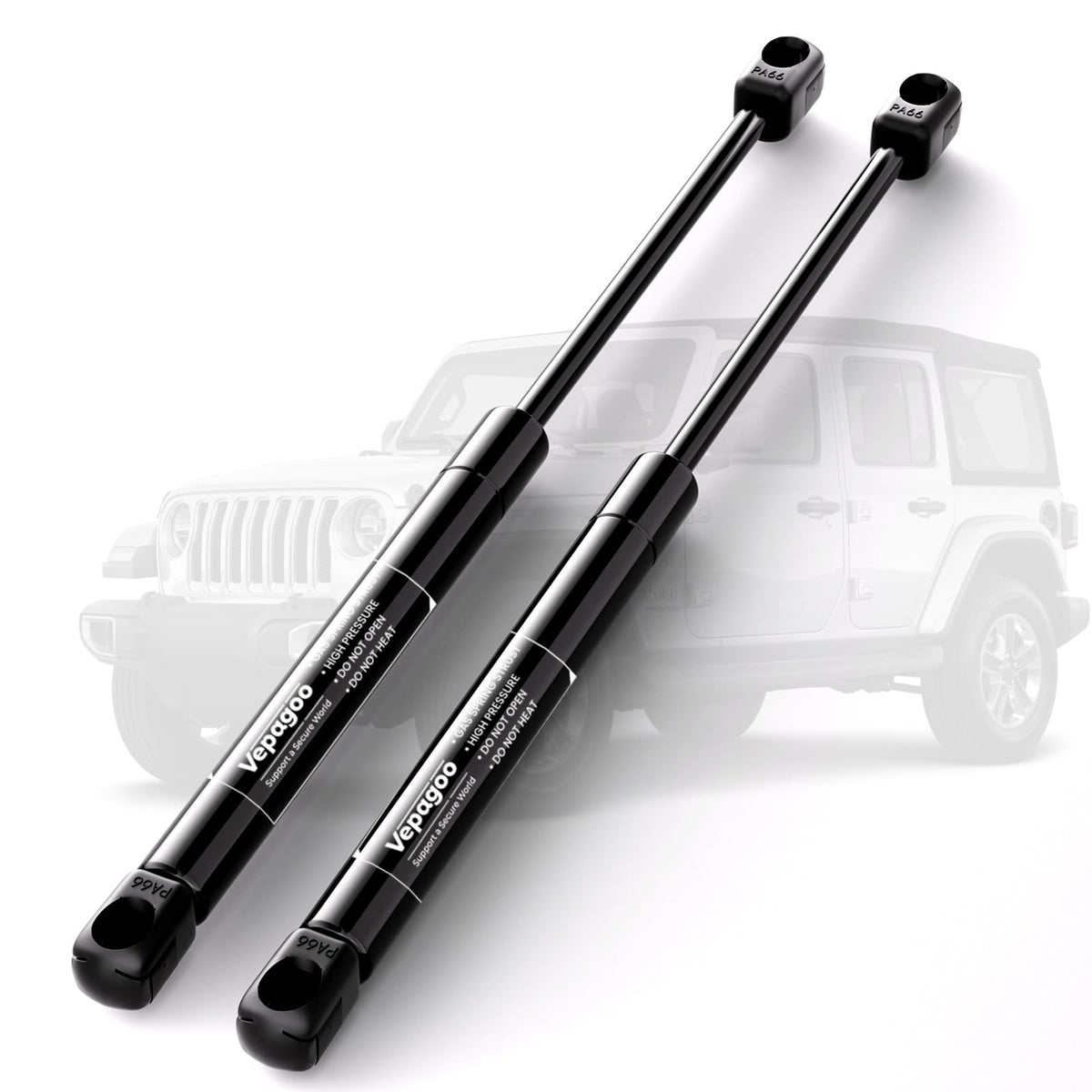 Vepagoo rear window struts front view showing new pair and clean finish benefiting replacement clarity