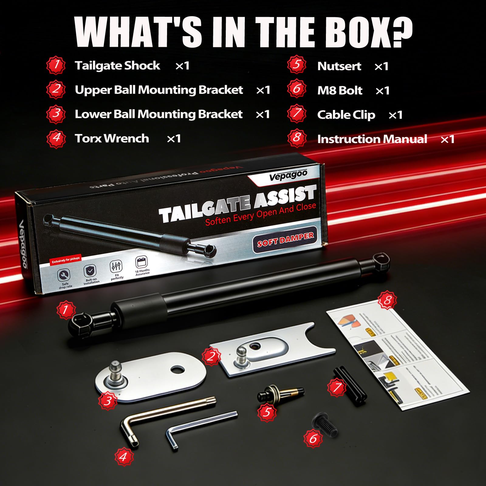 Vepagoo installed on Ram tailgate demonstrating smooth, controlled lowering