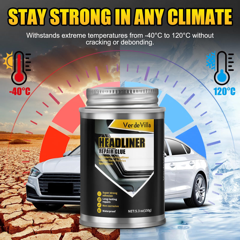 VerdeVilla applied to car headliner in use delivering neat, long-lasting adhesion