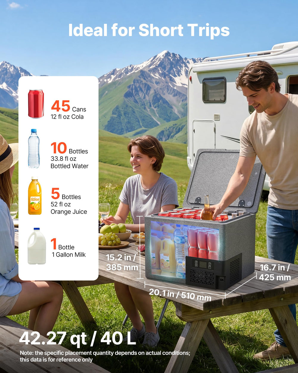 VEVOR open interior with removable basket keeping food organized and chilled