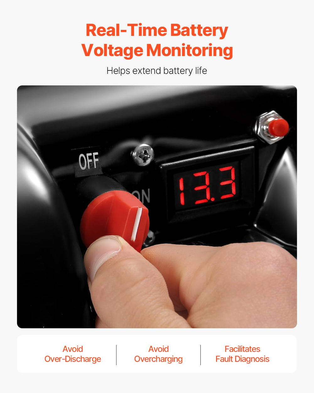 VEVOR dual straps securing battery to reduce vibration and improve safety