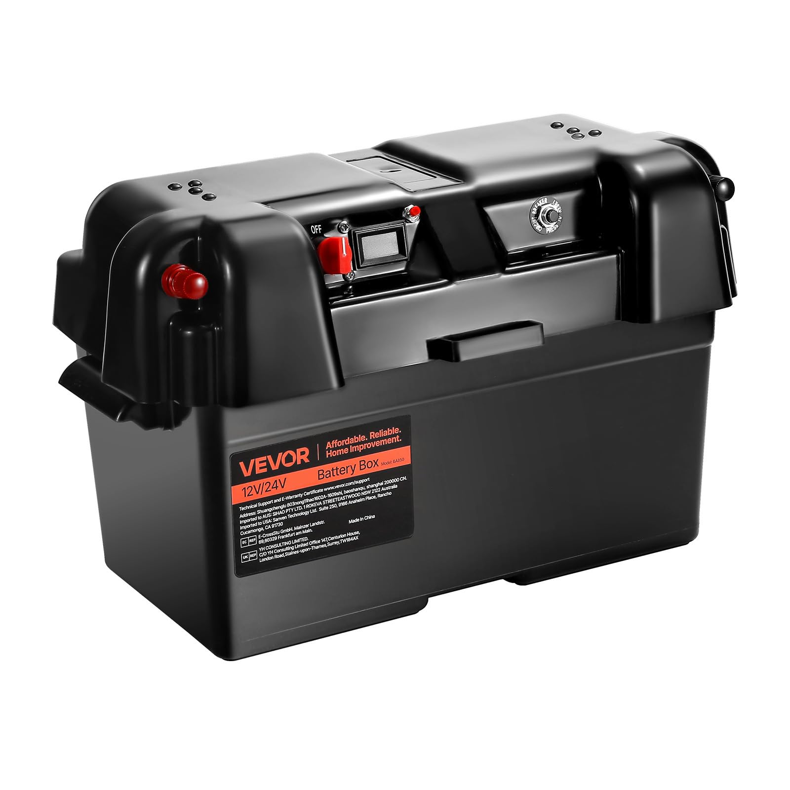 VEVOR battery case next to toolbox demonstrating compact size and scale