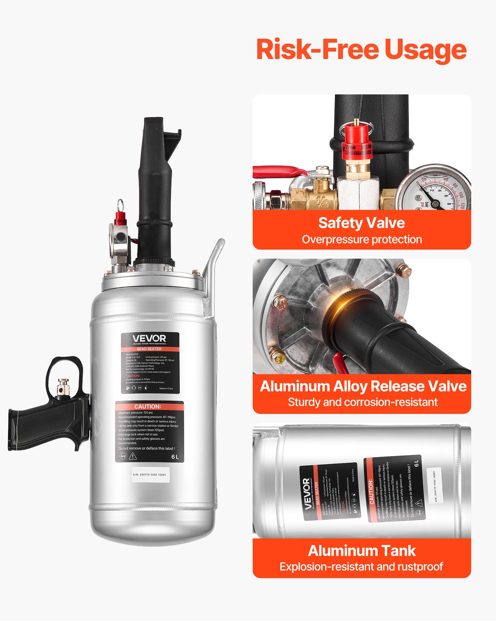 VEVOR bead seater safety valve detail protecting against overpressure