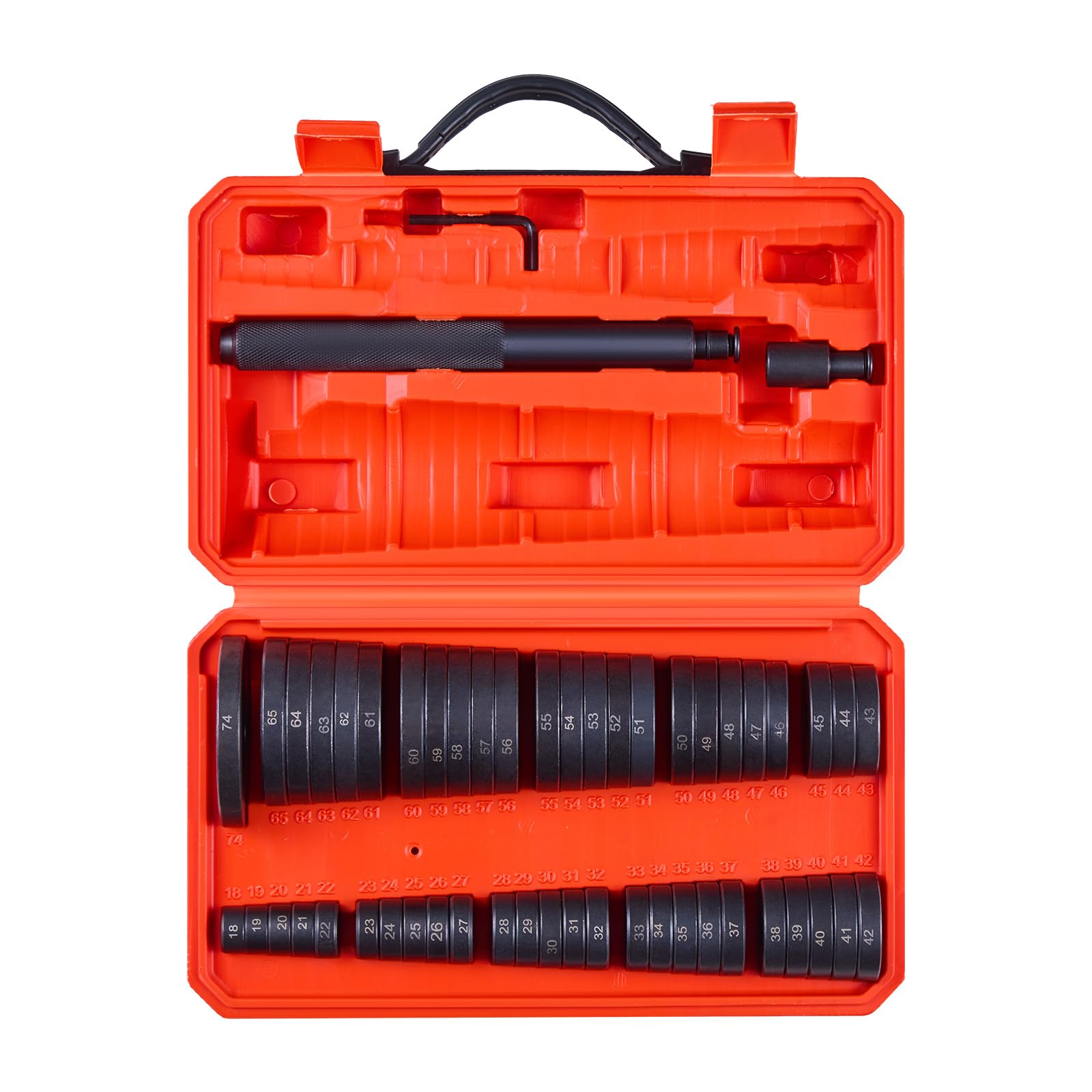VEVOR front view of bearing press kit showing complete set and case for easy transport