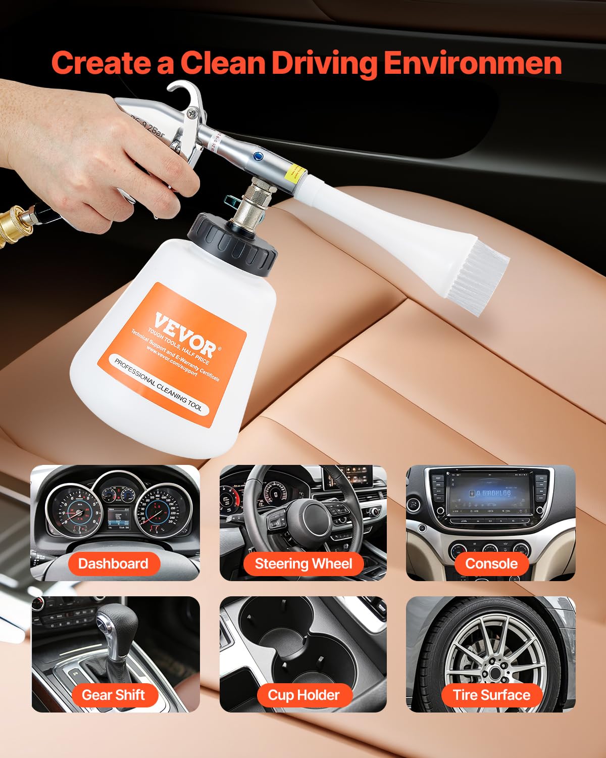 VEVOR aluminum body and storage hook for durable, convenient handling