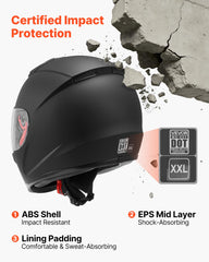 VEVOR helmet clear visor detail showing unobstructed view benefit
