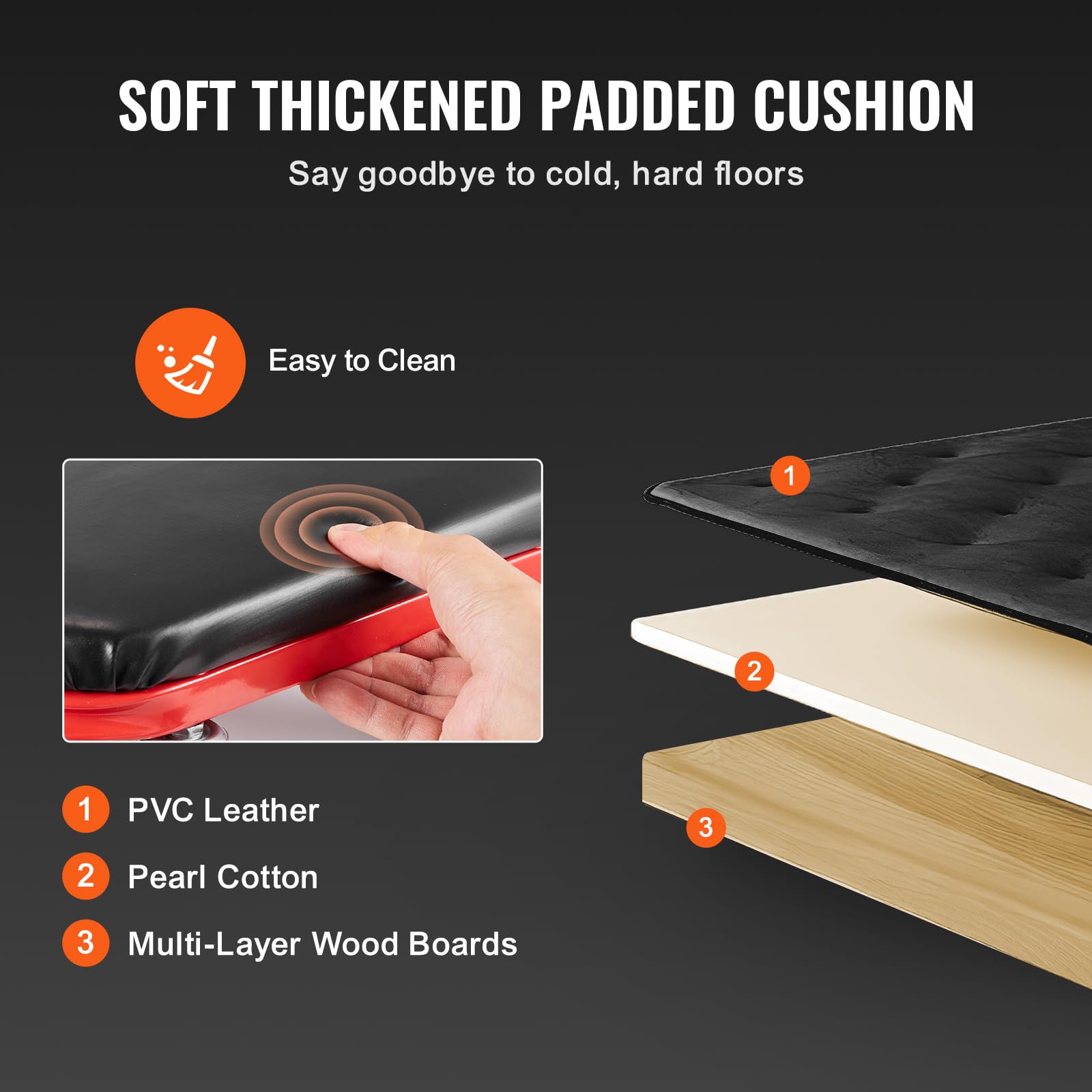 VEVOR close-up of PVC padding texture for easy cleaning