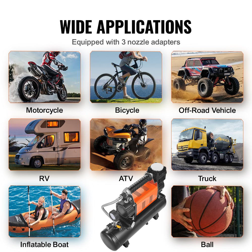 VEVOR compressor stored in car trunk offering easy roadside preparedness