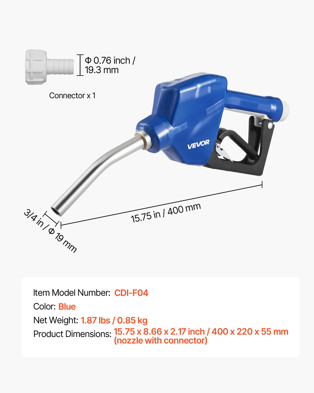 VEVOR next to ruler size comparison illustrating compact dimensions for tight spaces