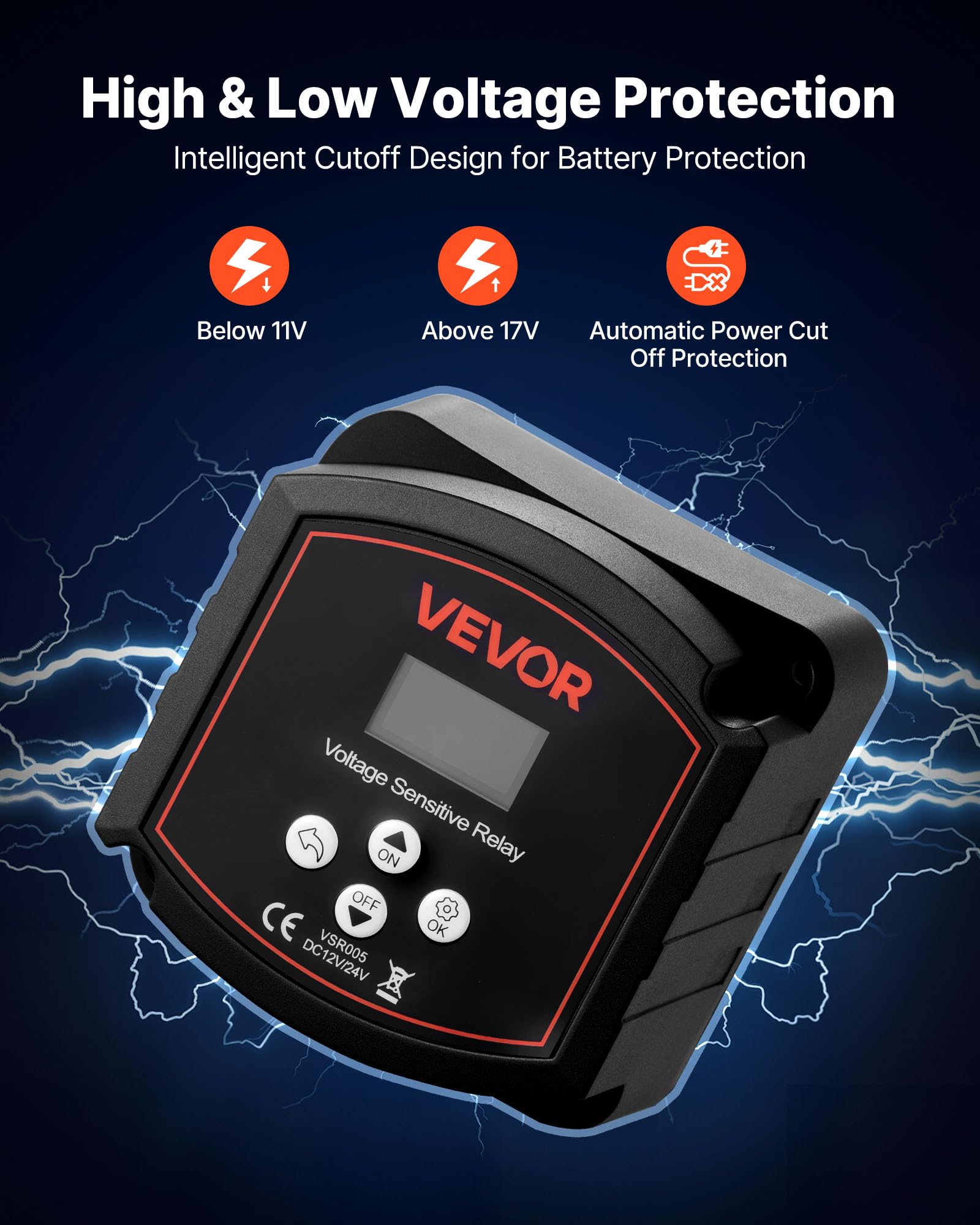 VEVOR delay adjustment dial close-up to customize anti-chatter timing for reliability