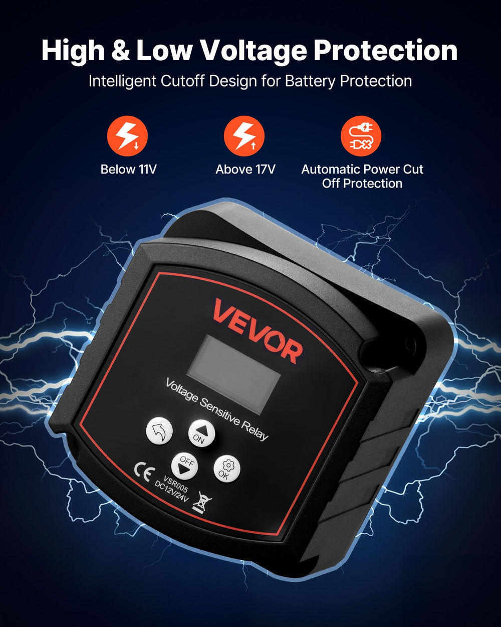 VEVOR delay adjustment dial close-up to customize anti-chatter timing for reliability