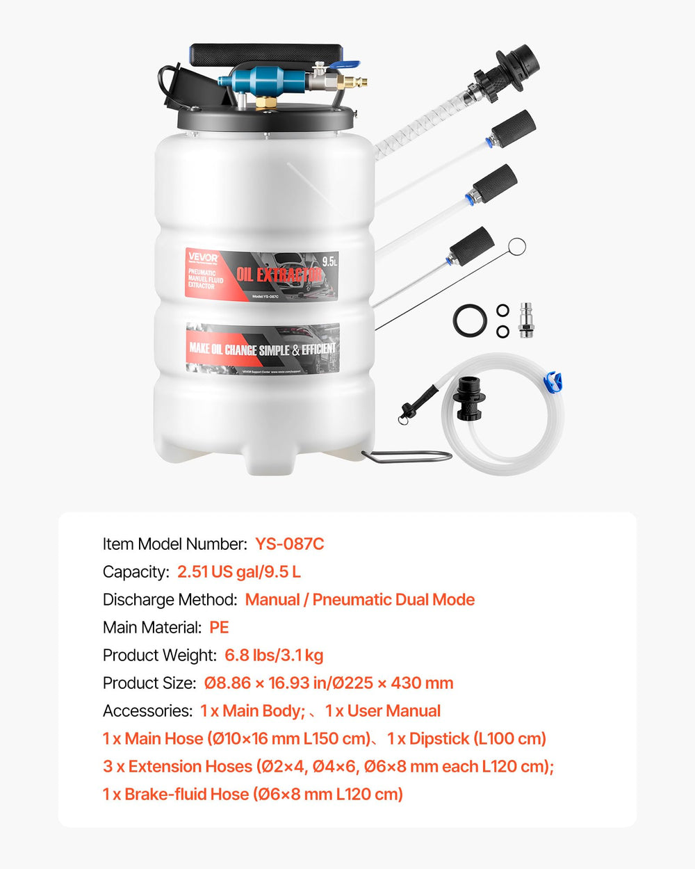 VEVOR dedicated brake-fluid hose for precise, contamination-reducing service