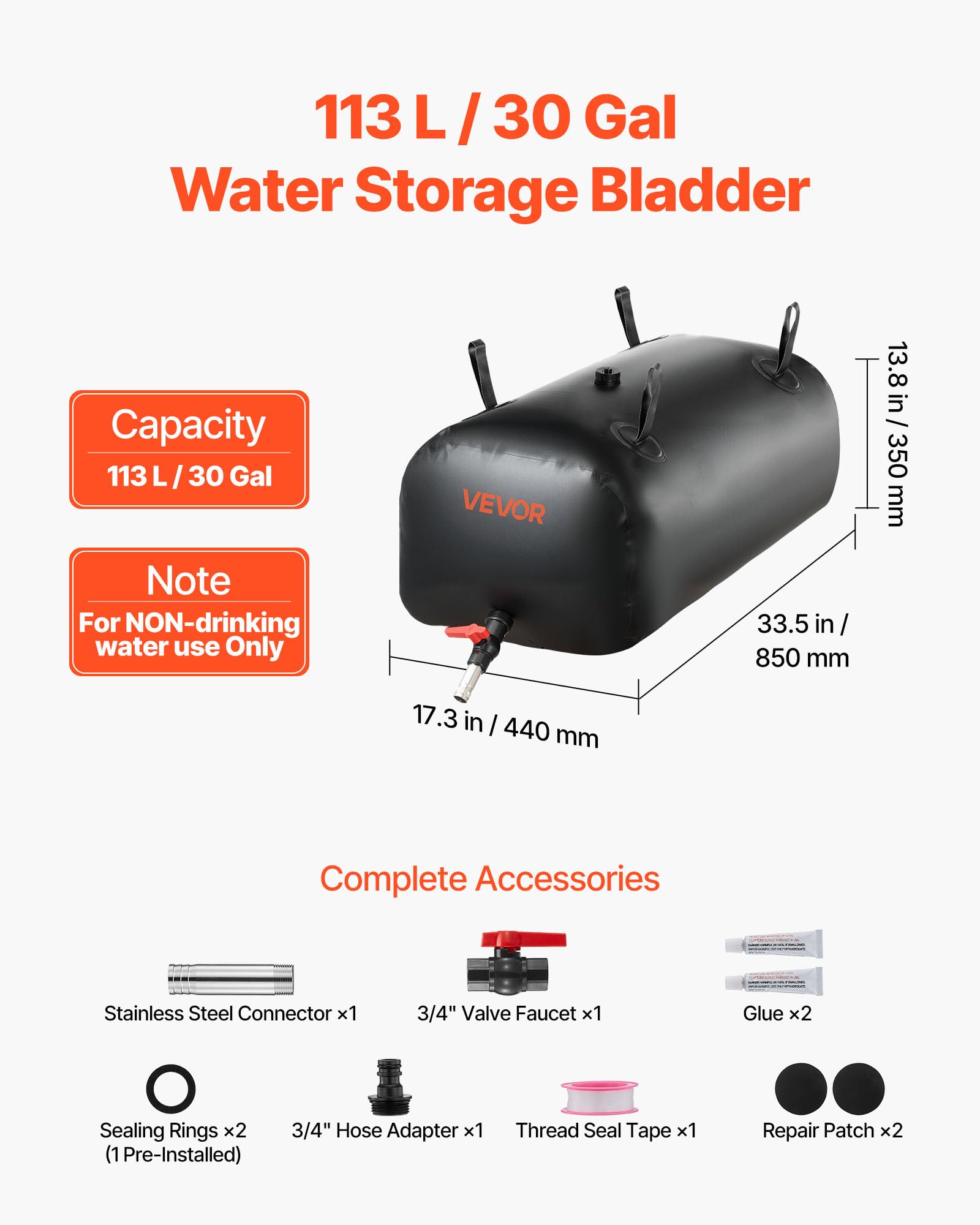 VEVOR folded flat bladder for compact storage and easy transport