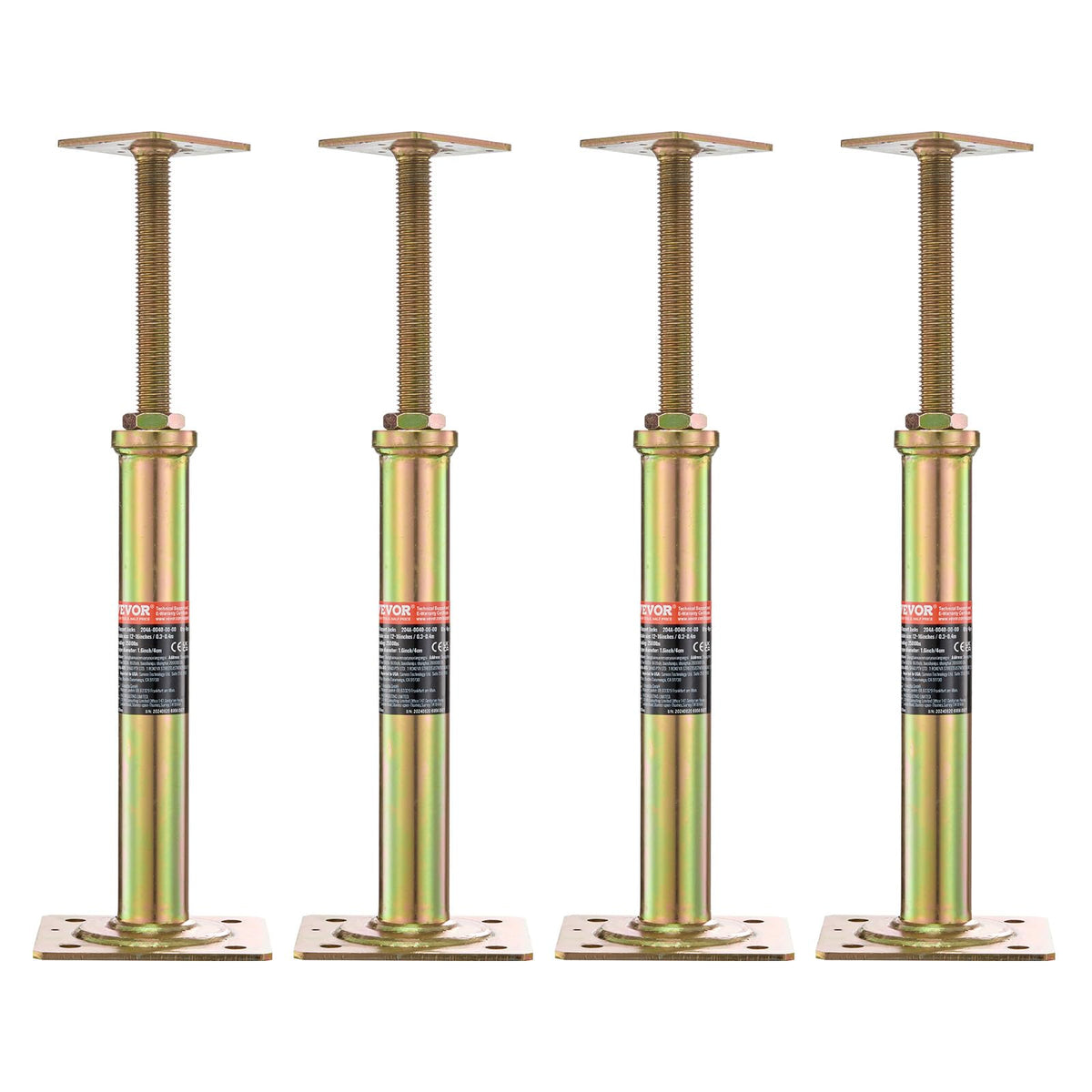 VEVOR front view of four jacks showing compact pack and ready use