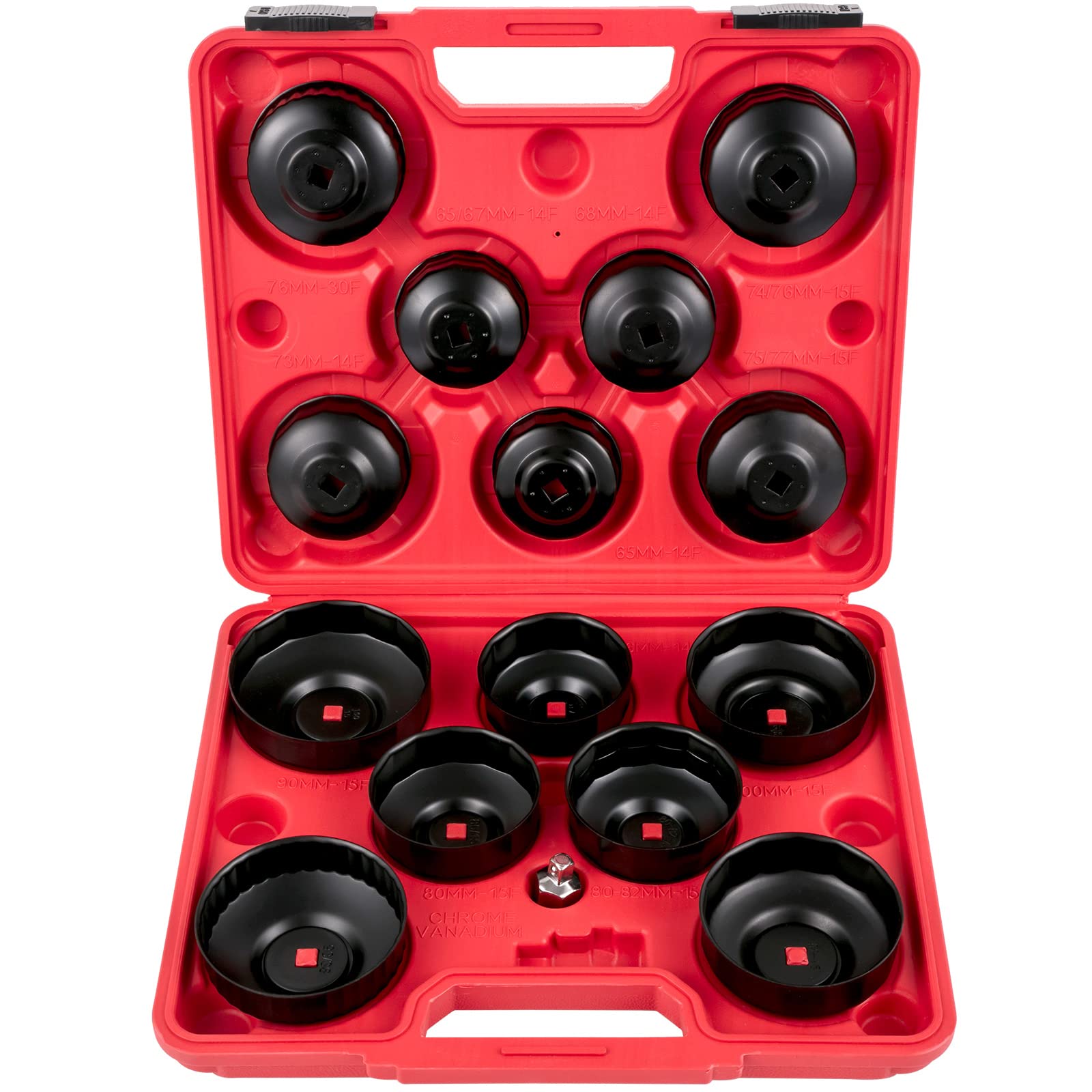 VEVOR front view of open case showing organized sockets and quick selection benefit