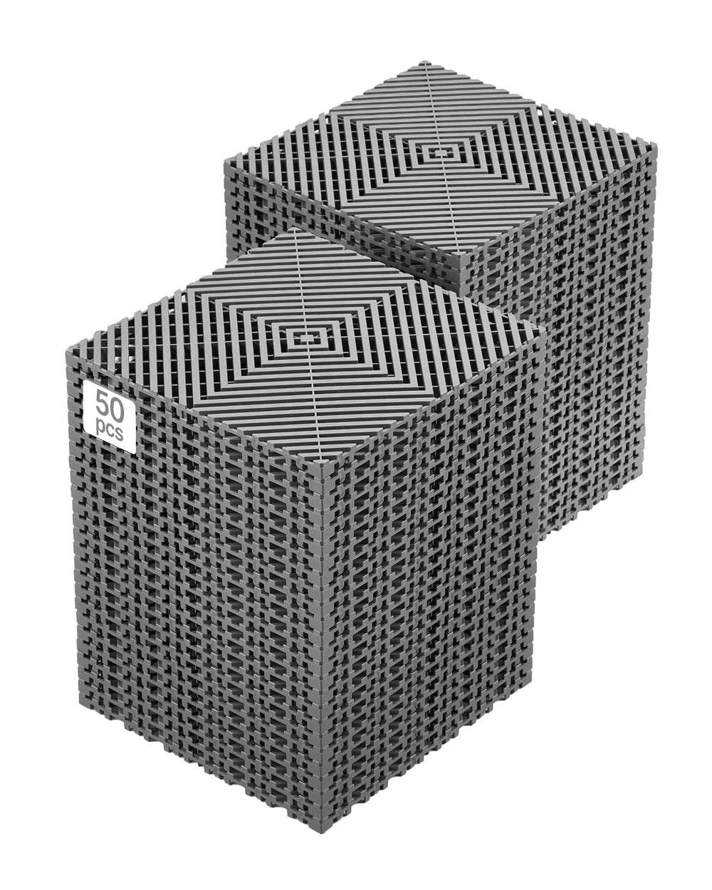 VEVOR front packaging showing 50 tiles and benefits of modular drainage