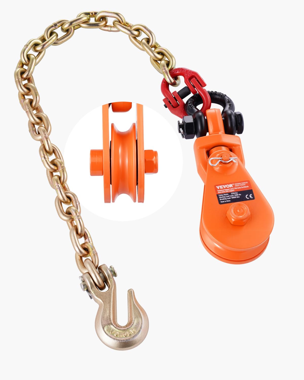 VEVOR front view of snatch block showing compact durable construction and safe handling